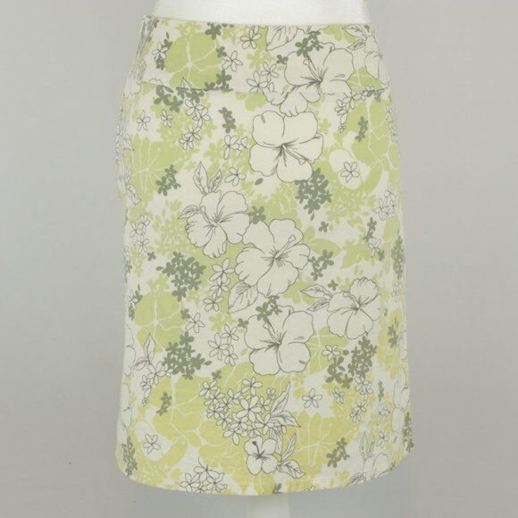 Studio Y Women's Small Green White Tropical Floral Woven Pencil Skirt - Picture 3 of 6